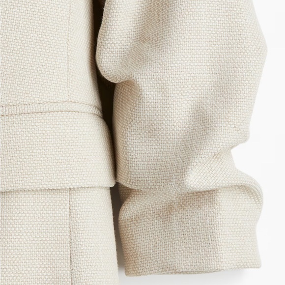 H&M Medium Blazer Gathered sleeves light beige linen color - Picture 9 of 11